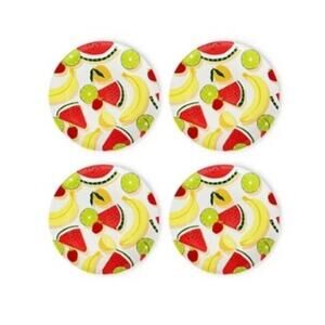 NWT Celebrate Together Summer Mixed Fruit 4pc Melamine Tropical Dinner Plate Set